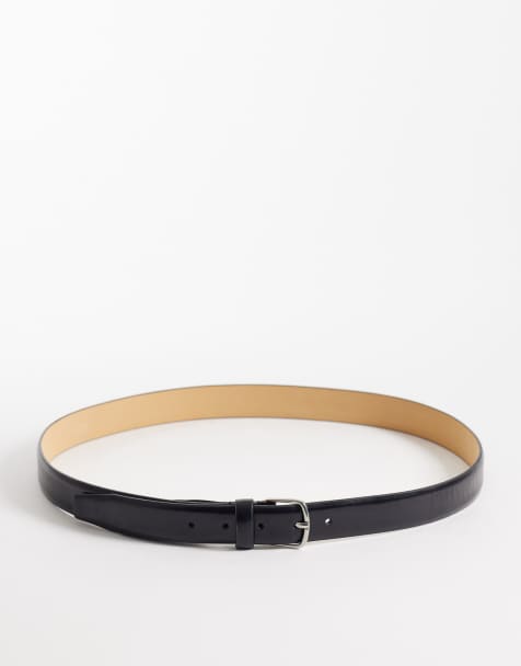 Mango 100% leather classic belt in black - view 1