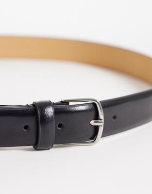 Mango 100% Leather Classic Belt In Black