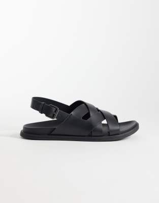  100% leather cross strap design sandal with buckle detailing 