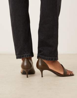 Mango 100% Leather Cut Out Heeled Sandals In Multi