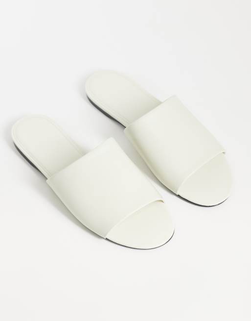Mango 100% leather flat sandal in white, 2 of 4