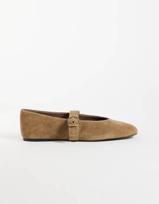 Mango 100% Leather Flat Shoe In Neutral