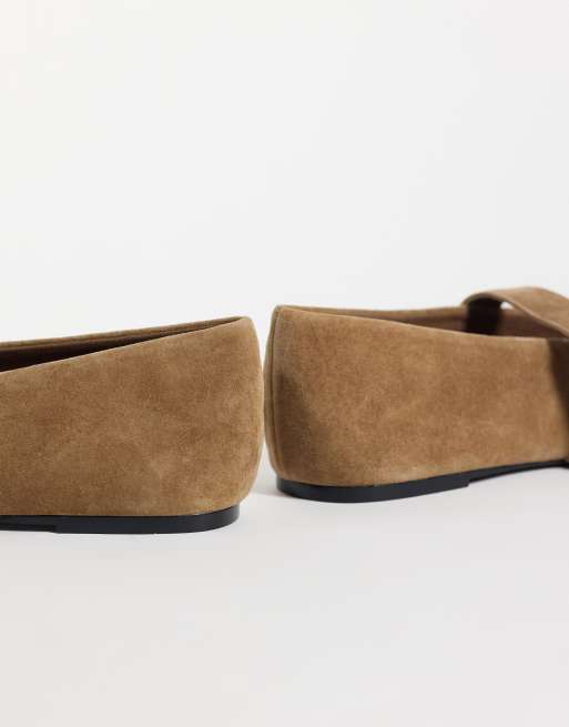 Mango 100% leather flat shoe in sand, 3 of 4
