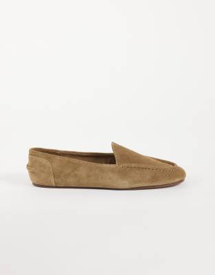 Mango 100% Leather Flat Shoe In Brown