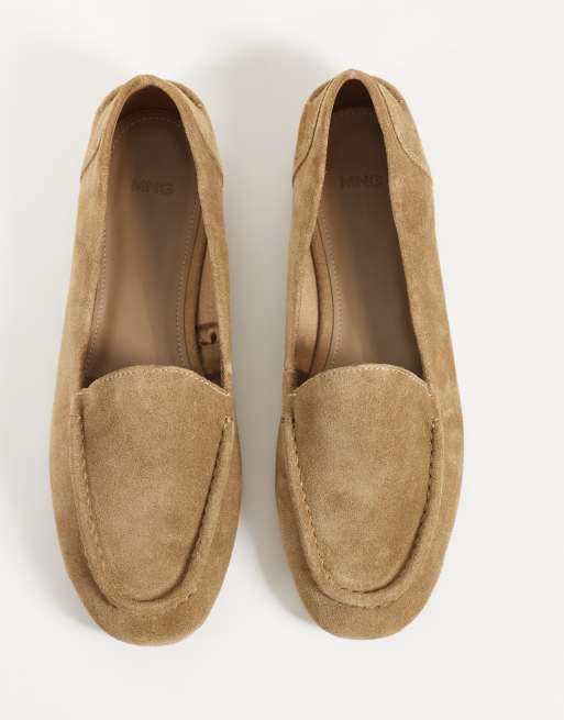 Mango 100% leather flat shoes in sand, 2 of 4