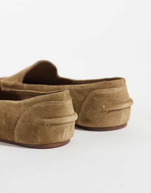 Mango 100% leather flat shoes in sand, 3 of 4