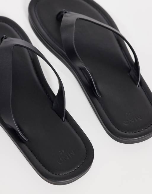 Mango 100% leather flip flops in black, 4 of 4