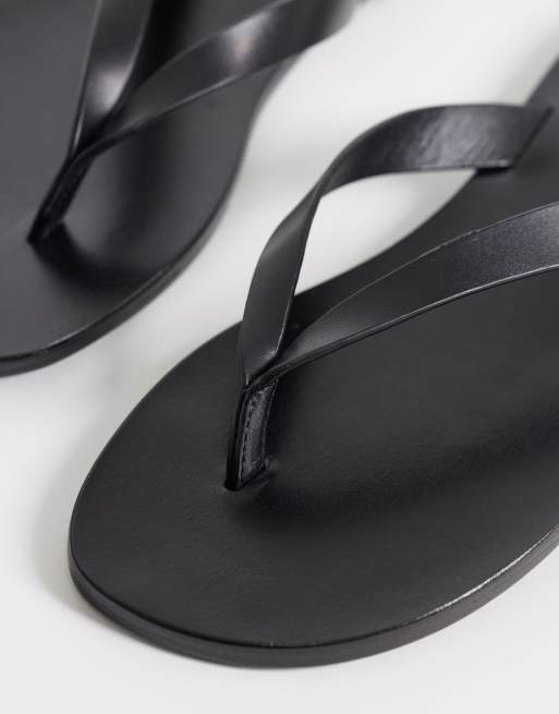 Mango 100% leather flip flops in black, 4 of 4