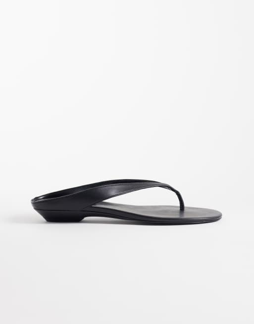 Mango 100% leather low heeled sandal in black, 2 of 4