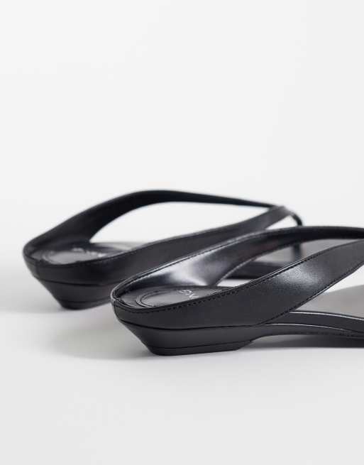 Mango 100% leather low heeled sandal in black, 4 of 4