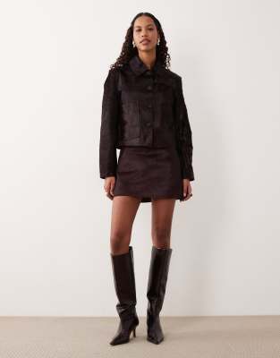 Mango 100% Leather Mini Skirt In Black