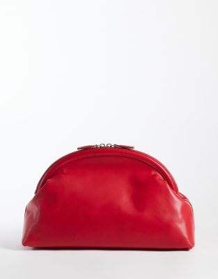 Mango 100% Leather Oversized Clutch Bag In Red
