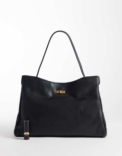 Mango 100% leather shoulder bag in black, 3 of 4