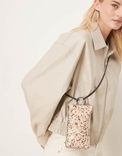 Mango 100% leather shoulder bag in cow print - view 1