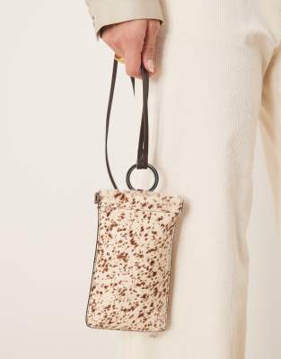 Mango 100% Leather Shoulder Bag In Nude