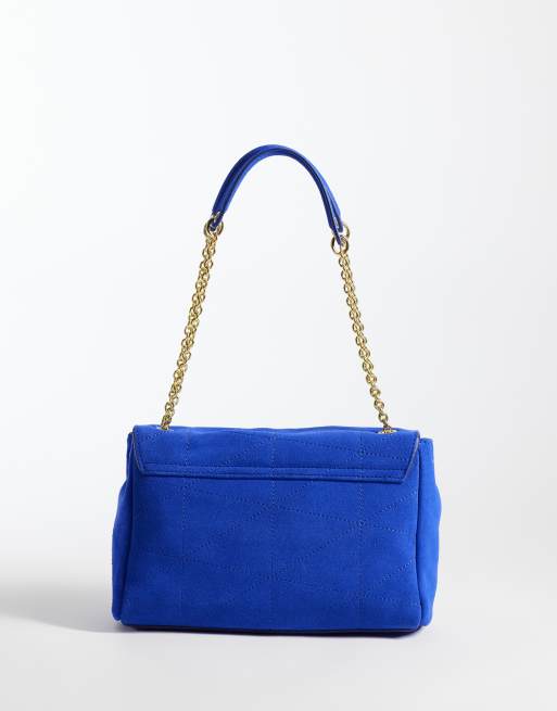 Mango 100% leather shoulder bag in electric blue, 4 of 4