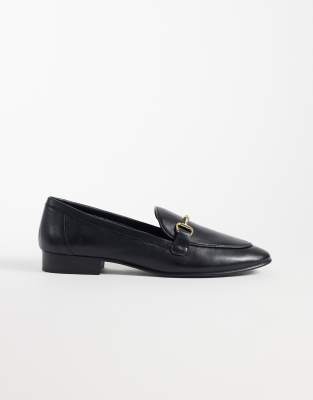 Mango 100% Leather Snaffle Detail Loafers In Black