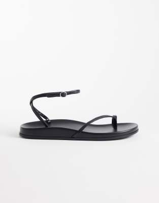 Mango 100% Leather Strappy Toe Detail Sandals In Multi