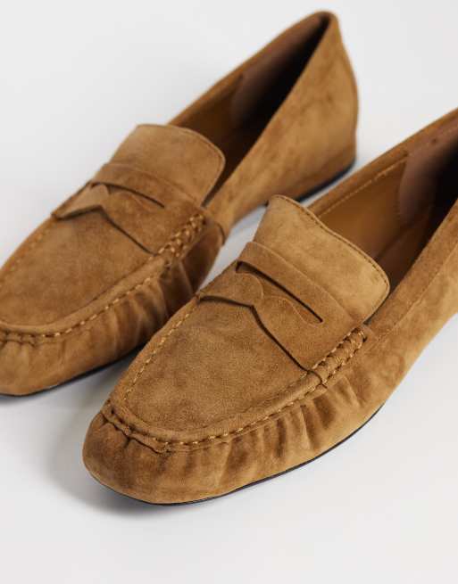 Mango 100% leather suede loafer in camel, 2 of 4