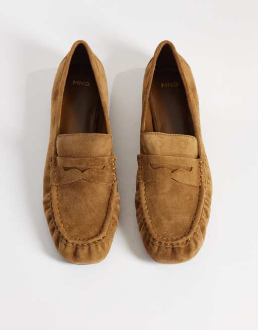 Mango 100% leather suede loafer in camel, 4 of 4