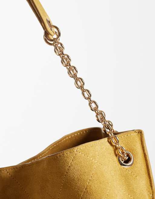 Mango 100% leather suede slouchy shoulder bag in camel, 3 of 4