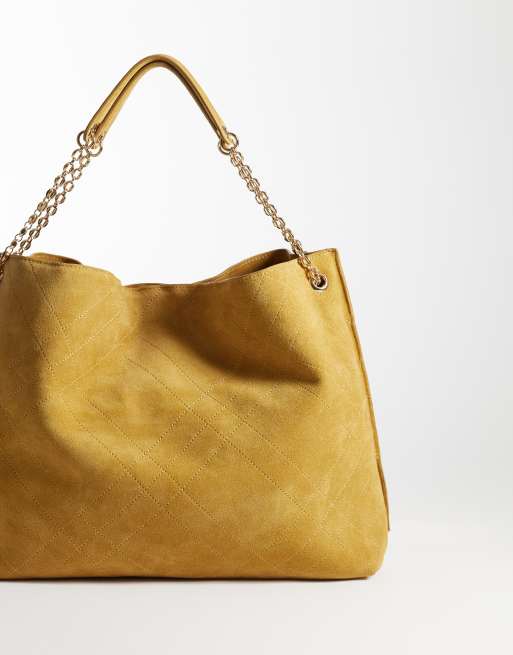 Mango 100% leather suede slouchy shoulder bag in camel, 4 of 4
