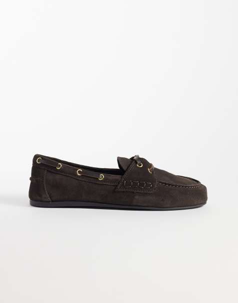 Mango 100% leren bootschoen in donkerbruin - view 1