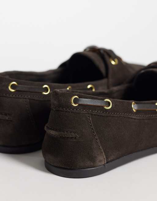 Mango 100% leren bootschoen in donkerbruin, 4 van 4