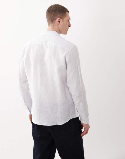Mango 100% linen long sleeve shirt in pale blue, 5 of 5