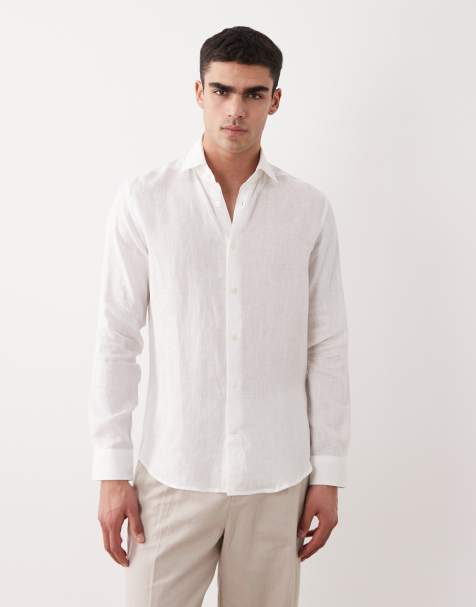 Mango 100% linen relaxed shirt in white - view 1