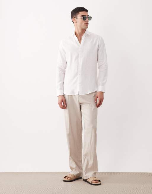 Mango 100% linen relaxed shirt in white, 2 of 5