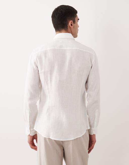 Mango 100% linen relaxed shirt in white, 4 of 5