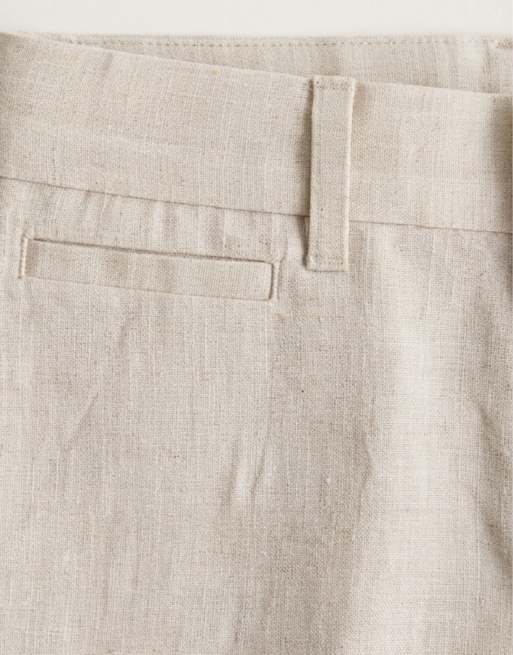 Mango 100% linen slim fit shorts in beige, 9 of 9