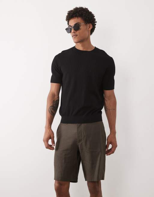 Mango 100% linen slim fit shorts in dark brown, 2 of 5