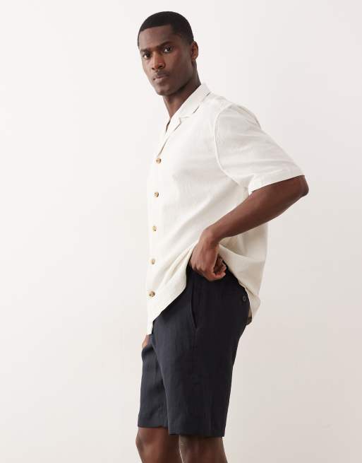 Mango 100% linen slim fit shorts in navy, 3 of 5