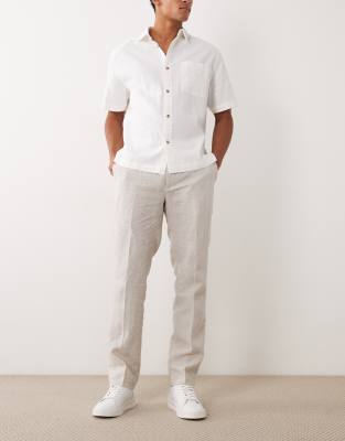 Mango 100% Linen Straight Fit Tailored Pants In Neutral