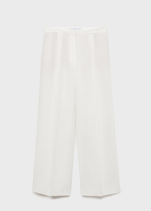 Mango 100% linen straight trouser co-ord in white, 5 of 5