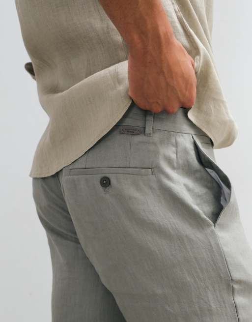 Mango 100% linen tapered pants in stone gray, 5 of 5