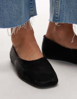 Mango 100% Pony Hair Square Toe Flat Shoe In Multi