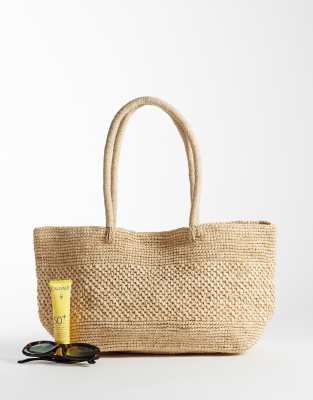 Mango 100% Straw Purse In White