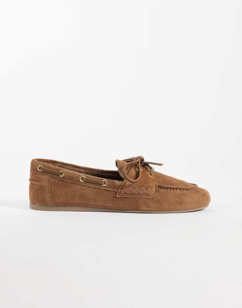 Mango 100% suede boat shoe in light brown - view 1