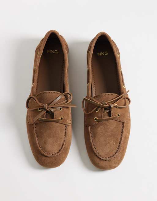 Mango 100% suède bootschoen in lichtbruin, 2 van 4