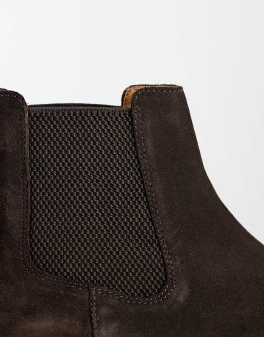 Mango 100% suede chelsea boot in dark brown, 2 of 4