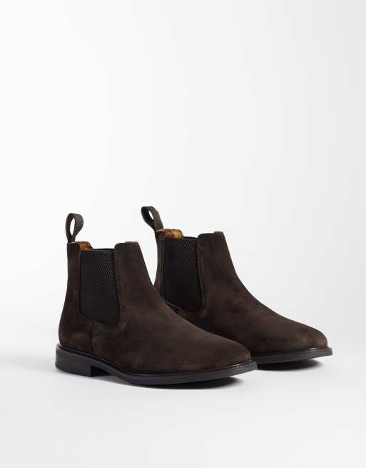 Mango 100% suede chelsea boot in dark brown, 3 of 4