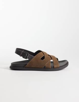  100% suede cross strap design sandal with buckle detailing 