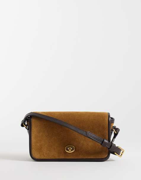 Mango 100% suède crossbodytas in camel - view 1