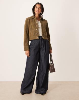 Mango 100% Suede Leather Short Jacket In Brown