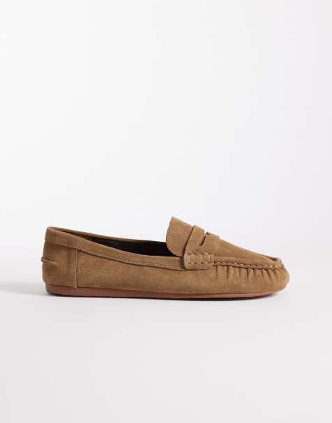 Mango 100% suede loafer in brown - view 1