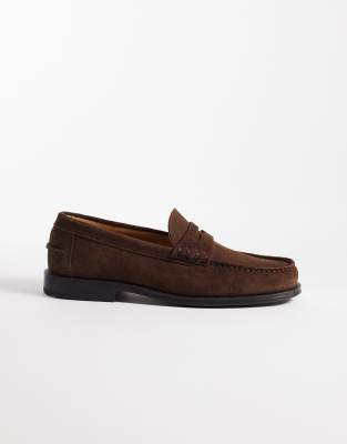 Mango 100% Suede Loafers In Brown