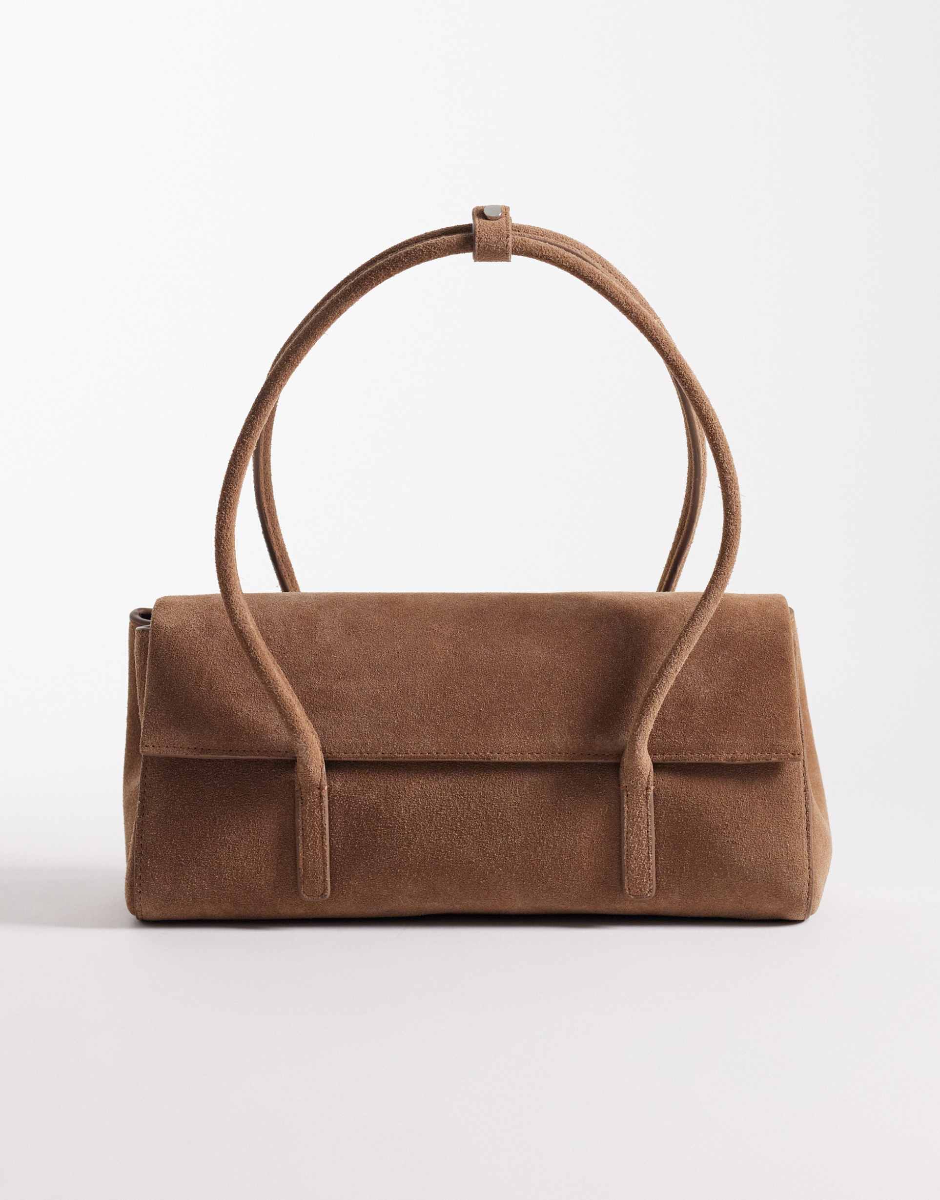 mango 100% suede shoulder bag in caramel